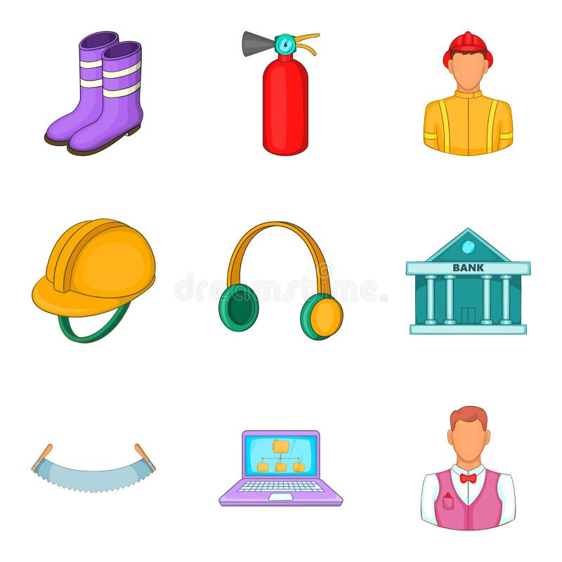 Geplaatste gebruiksprocedurepictogrammen, beeldverhaalstijl royalty-vrije illustratie Geplaatste gebruiksprocedurepictogrammen, beeldverhaalstijl royalty-vrije illustratie