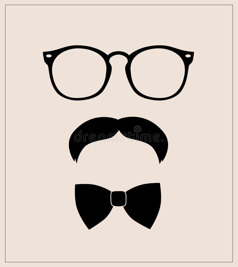 Geplaatste Hipsterstijl bowtie, glazen en snorren vector abstracte illustratieachtergrond royalty-vrije illustratie Geplaatste Hipsterstijl bowtie, glazen en snorren vector abstracte illustratieachtergrond royalty-vrije illustratie