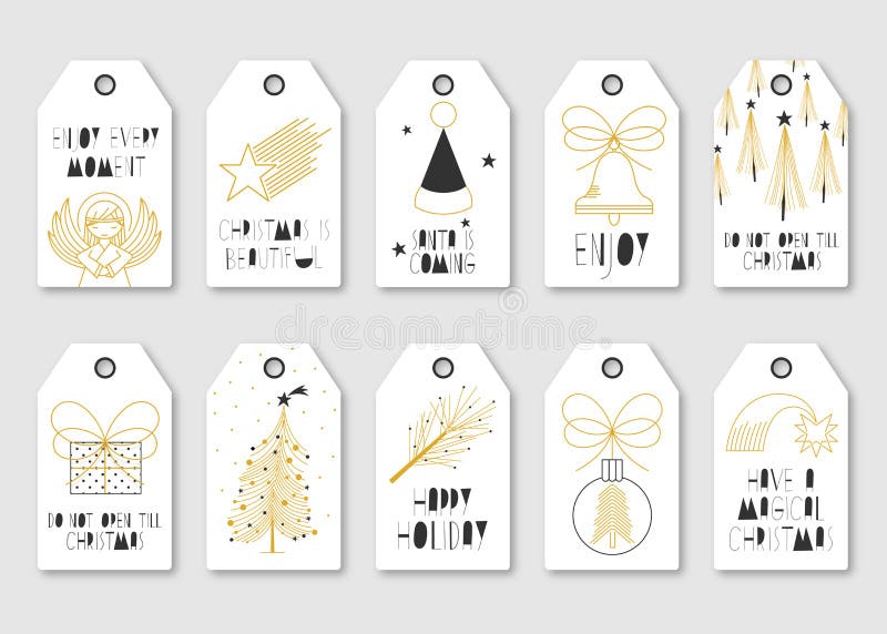 Geplaatste illustraties van het Kerstmis de Vectoretiket royalty-vrije illustratie Geplaatste illustraties van het Kerstmis de Vectoretiket royalty-vrije illustratie