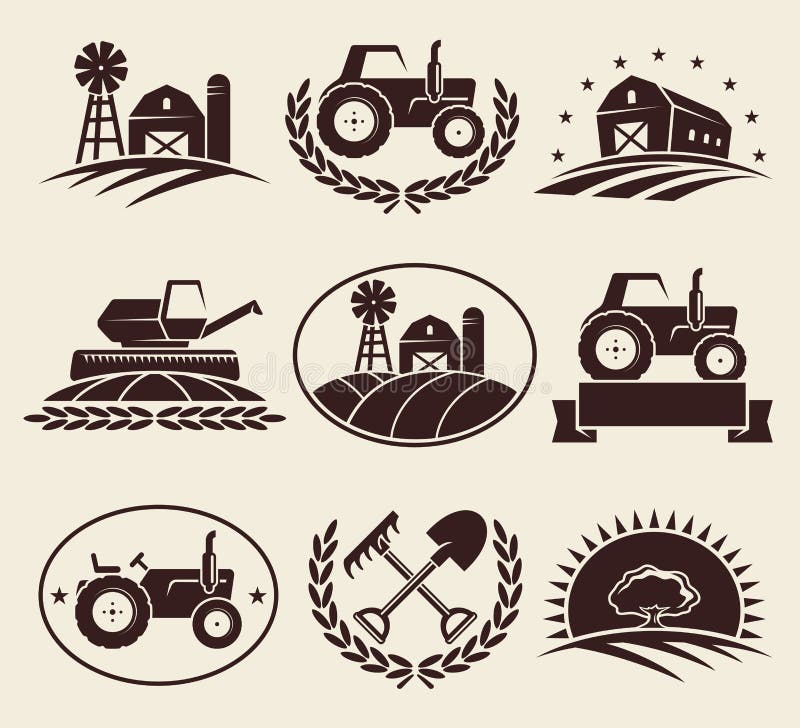 Geplaatste landbouwbedrijfetiketten Vector royalty-vrije illustratie Geplaatste landbouwbedrijfetiketten Vector royalty-vrije illustratie