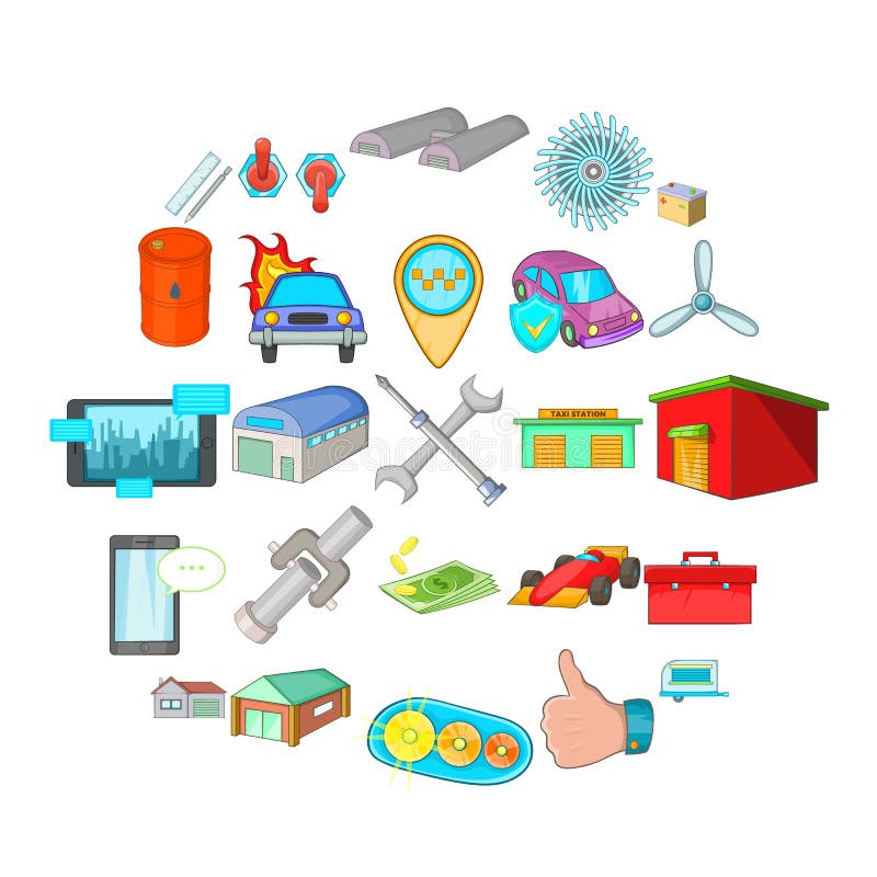 Geplaatste loodspictogrammen, beeldverhaalstijl stock illustratie