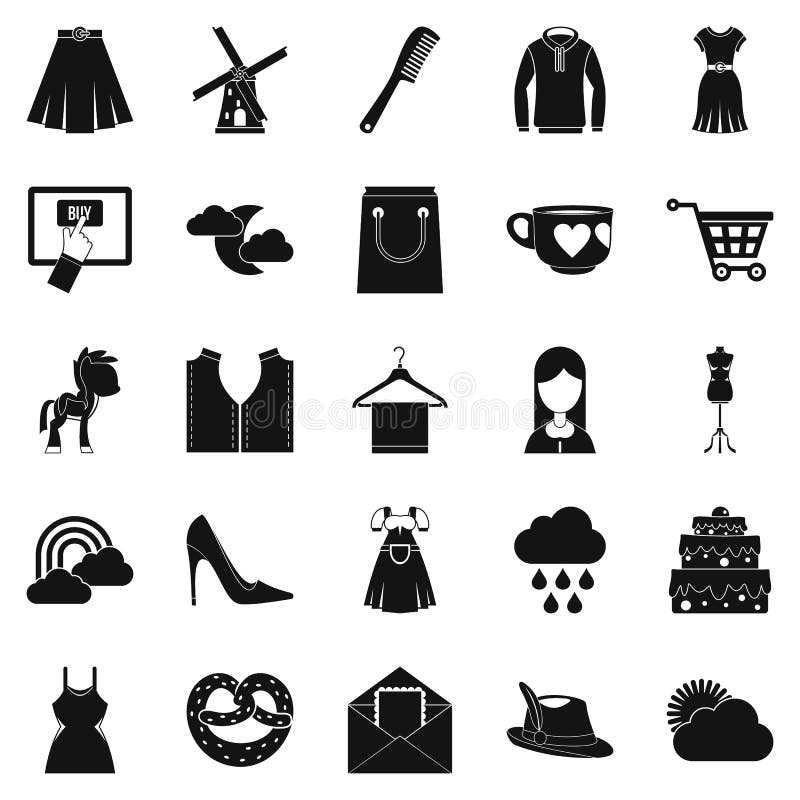 Download Geplaatste Manierpictogrammen, Eenvoudige Stijl Vector Illustratie - Illustratie bestaande uit uitvoerend, bagage: 107708366