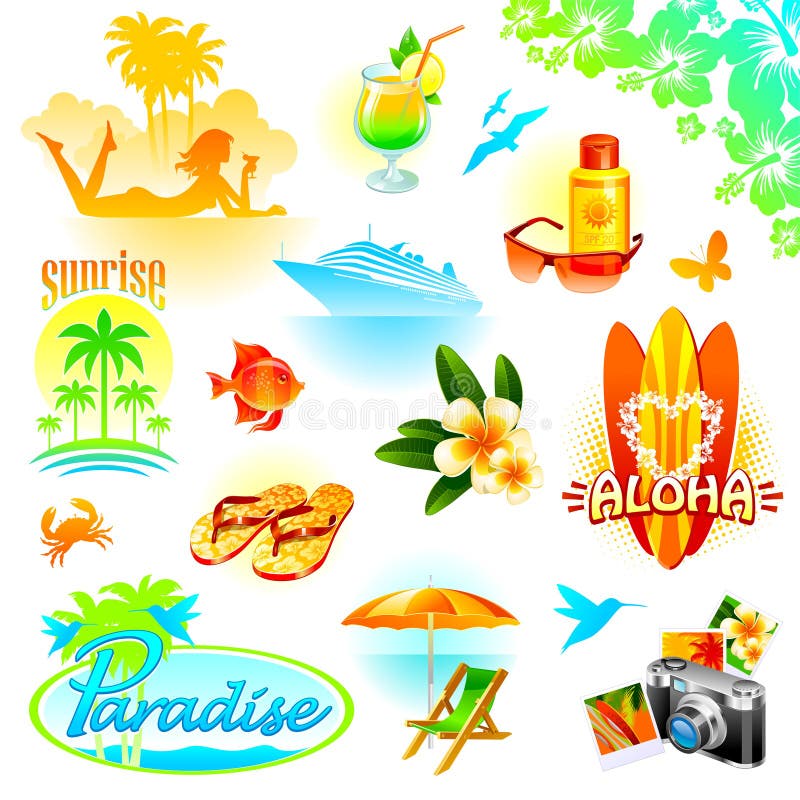 Geplaatste toevlucht, reis en exotische vakantie stock illustratie Geplaatste toevlucht, reis en exotische vakantie stock illustratie
