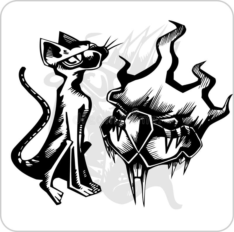 Geplaatste vector - Agressieve Kat. vector illustratie Geplaatste vector - Agressieve Kat. vector illustratie