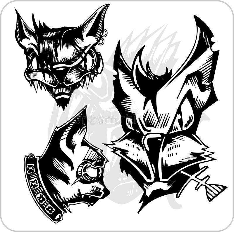 Geplaatste vector - Agressieve Katten. vector illustratie Geplaatste vector - Agressieve Katten. vector illustratie