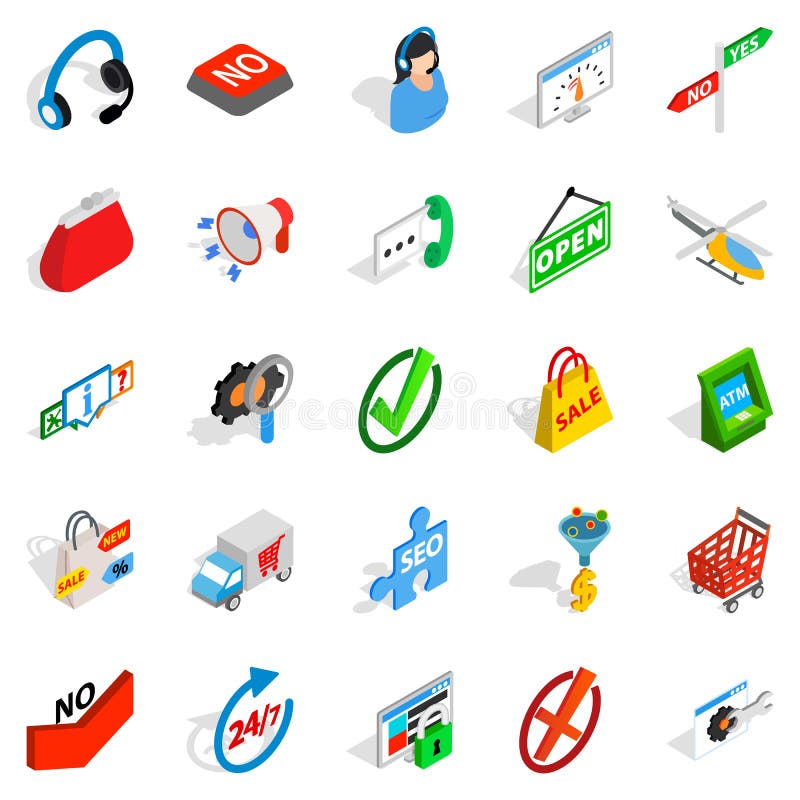 Geplaatste veilingspictogrammen, isometrische stijl vector illustratie Geplaatste veilingspictogrammen, isometrische stijl vector illustratie
