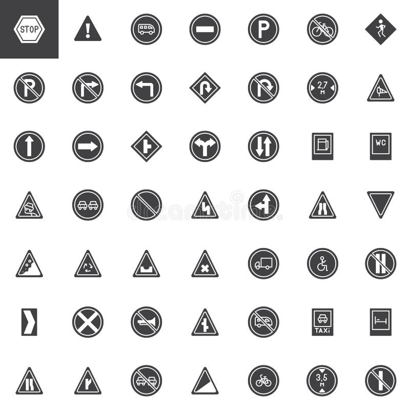 Geplaatste verkeersteken vectorpictogrammen stock illustratie Geplaatste verkeersteken vectorpictogrammen stock illustratie