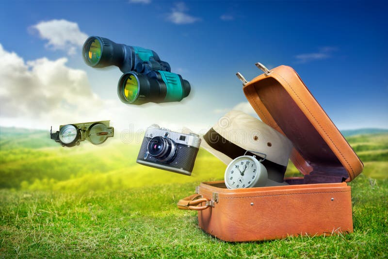 Gepäck eines Abenteurers, Reise stockfoto Gepäck eines Abenteurers, Reise stockfoto