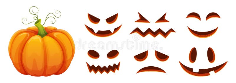 Rostos assustadores de halloween rosto sorridente abóbora de