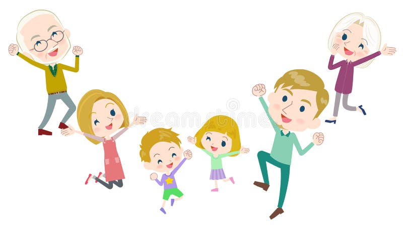 Gerações White_jump da família três ilustração royalty free Gerações White_jump da família três ilustração royalty free