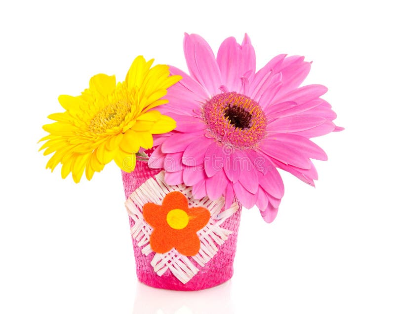 gerber flowers in a little vase