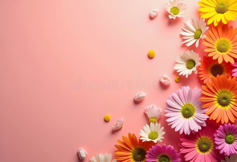 Gerberas coloridas sobre un fondo rosado ilustración del vector