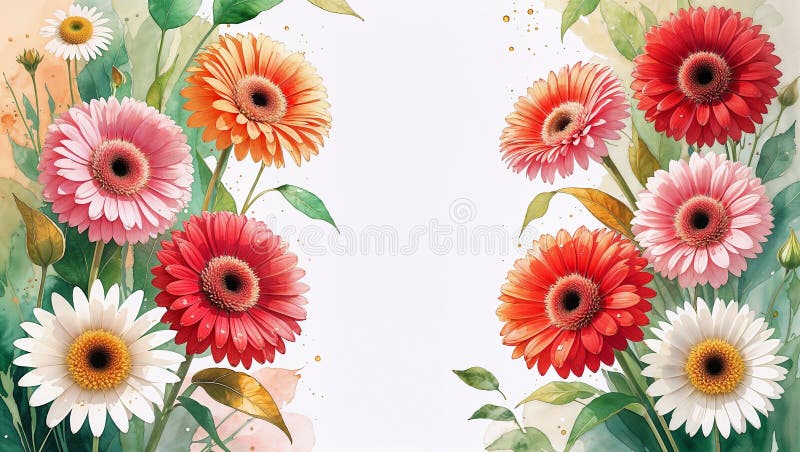 Gerberas coloridas y mareas fondo natural con espacio de copia para texto. libre illustration