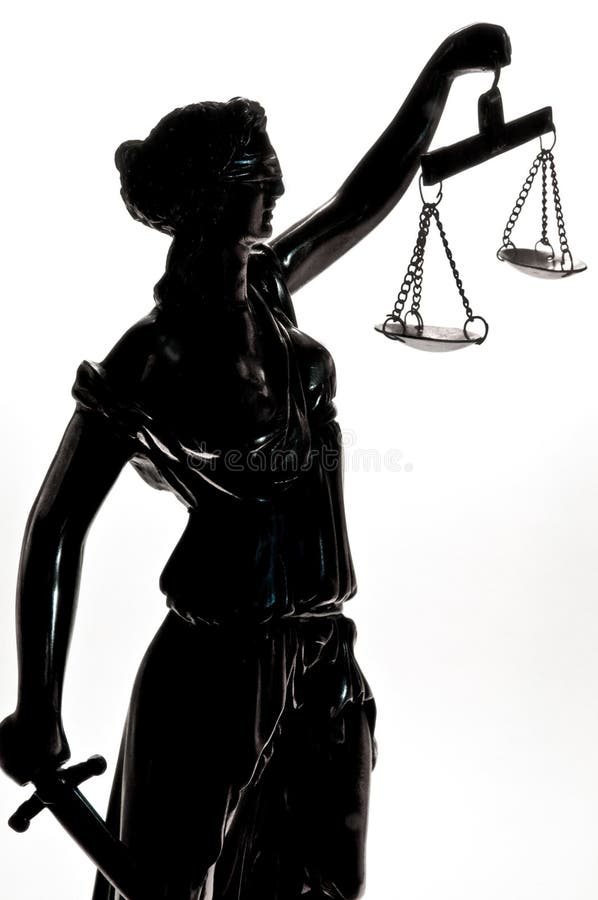 Statue of justice. Silhouette isolated on white. Statue of justice. Silhouette isolated on white