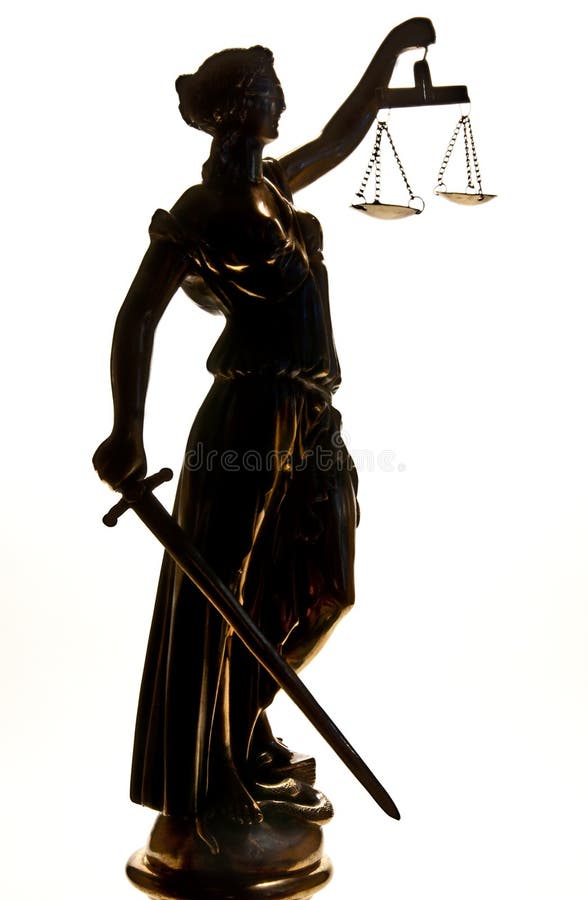 Statue of justice. Silhouette isolated on white. Statue of justice. Silhouette isolated on white