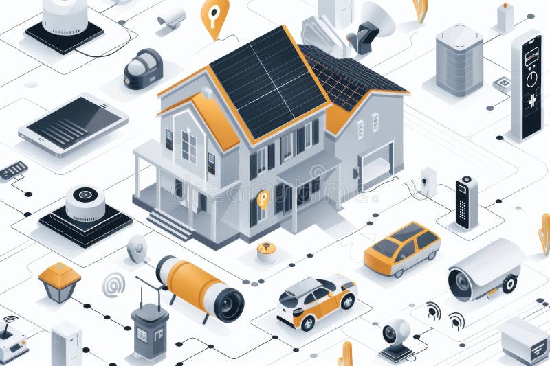 Geriatric support in CCTV surveillance uses infrared technology and switches to store security data, ensuring secure access and LE royalty free illustration