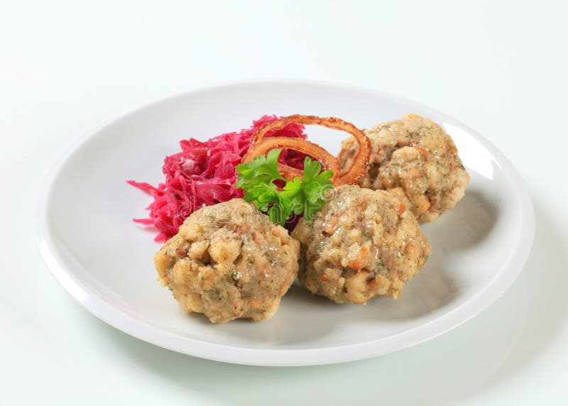 German Bread Dumplings with Sauerkraut and Onion Stock Image Image of