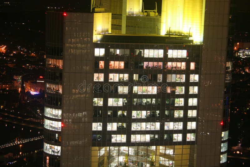 German city Frankfurt â€“ Commerzbank tower bank seen from Maintower. German city Frankfurt â€“ Commerzbank tower bank seen from Maintower