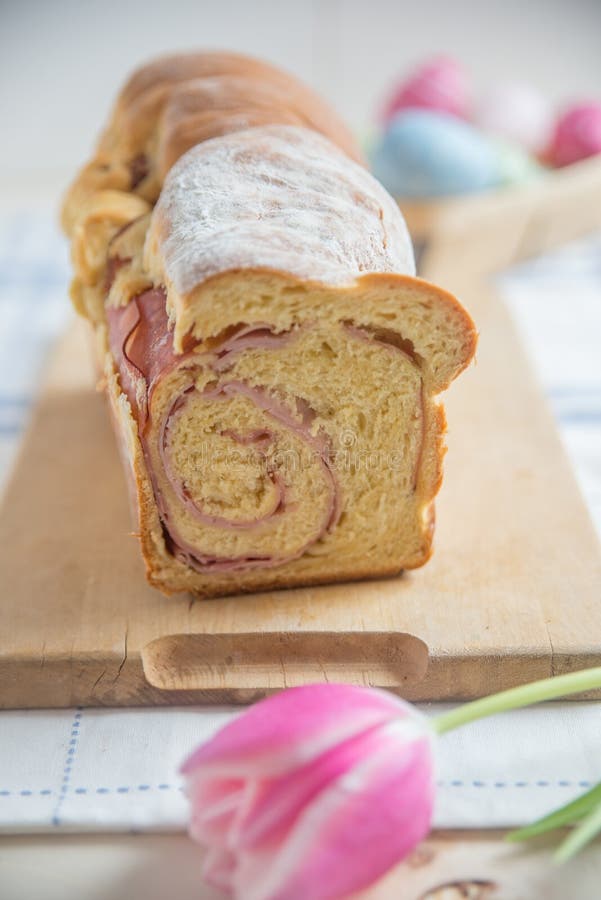 German Easter Bread Stuffed with Ham Stock Photo Image of italian, flower 86428164