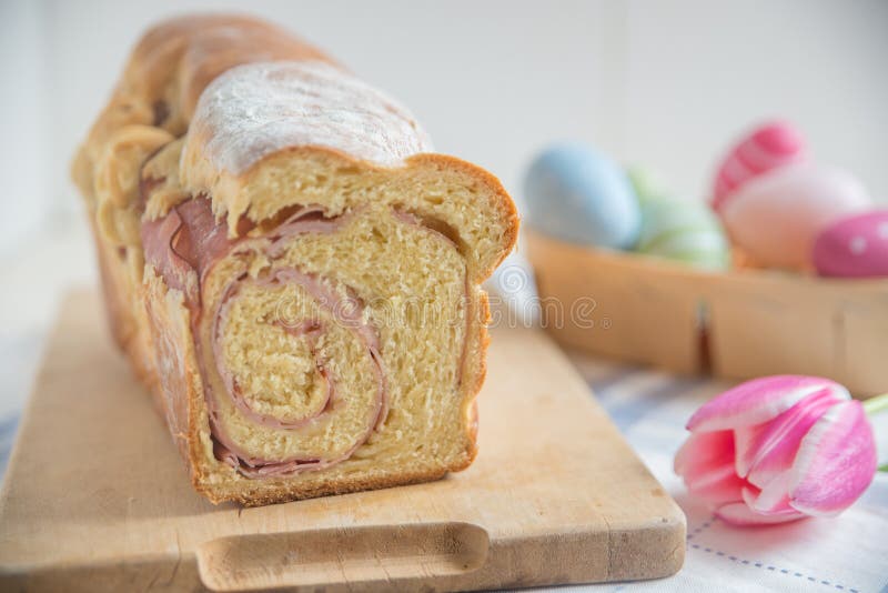 German Easter Bread Stuffed with Ham Stock Photo Image of cheese, dinner 86428198