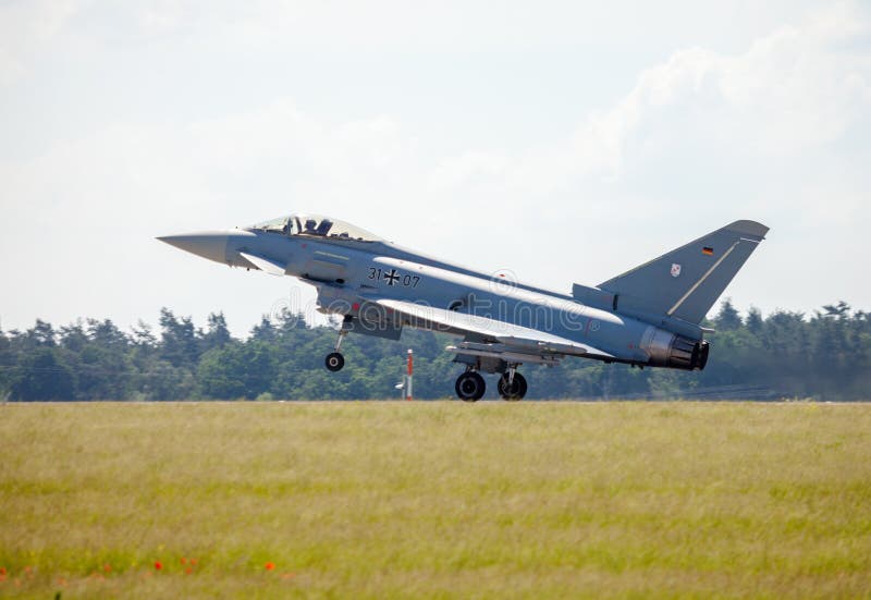 German eurofighter typhoon lands on airport