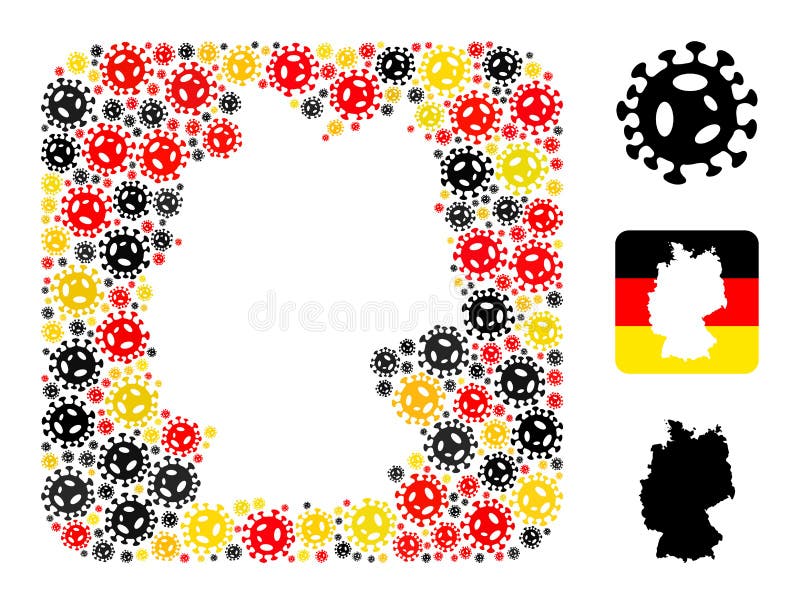 German Map Subtraction Collage of Virus Items in German Flag Colors royalty free illustration