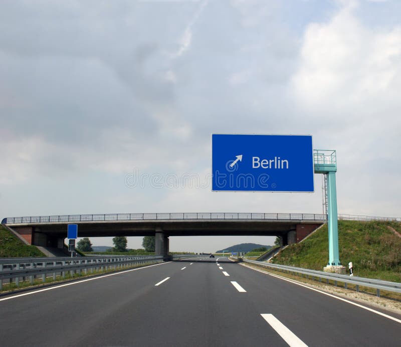 German Highway and Direction Sign To Berlin Stock Photo Image of