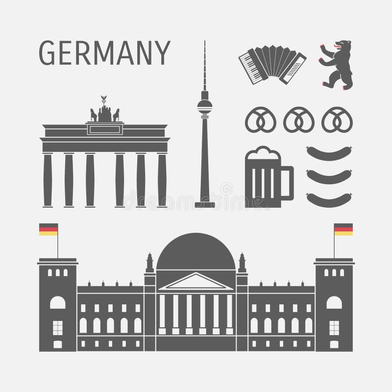 German Infographics. Symbol of Berlin, Architecture Stock Vector
