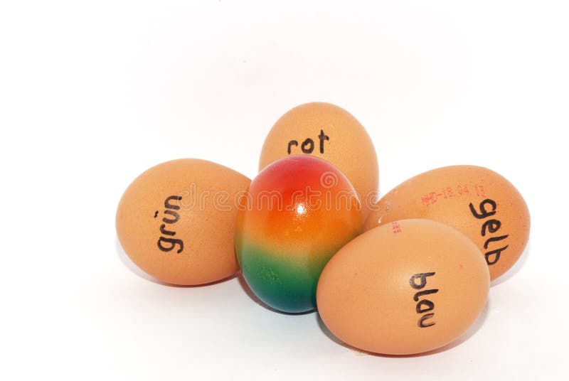 German Labeled Eggs Colorful in Middle Stock Photo Image of