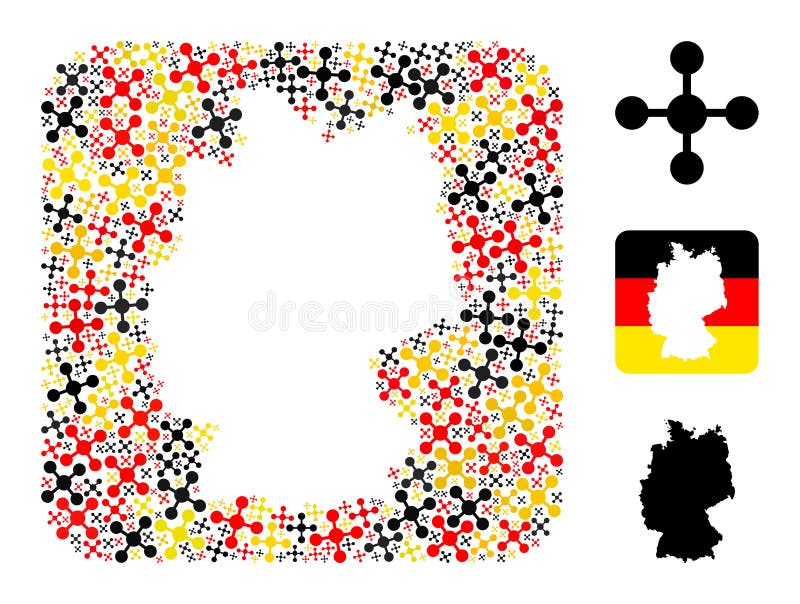 German Map Stencil Mosaic of Mesh Node Items in German Flag Colors royalty free illustration