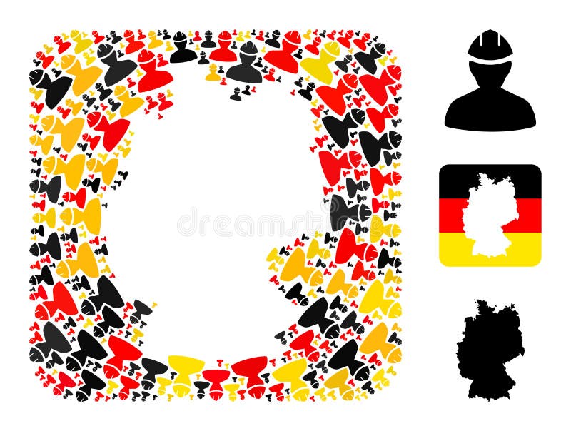 German Map Subtraction Collage of Worker Icons in German Flag Colors royalty free illustration