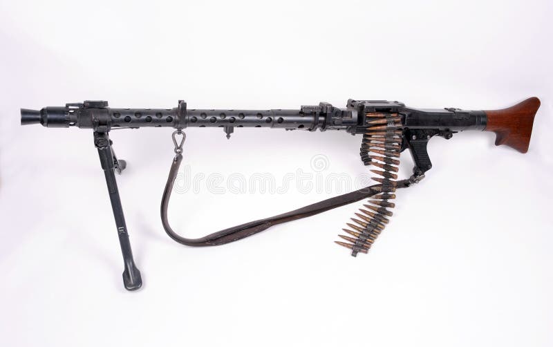 7.92 machine gun bullets in link for vintage MG 34 German machine gun Stock  Photo - Alamy