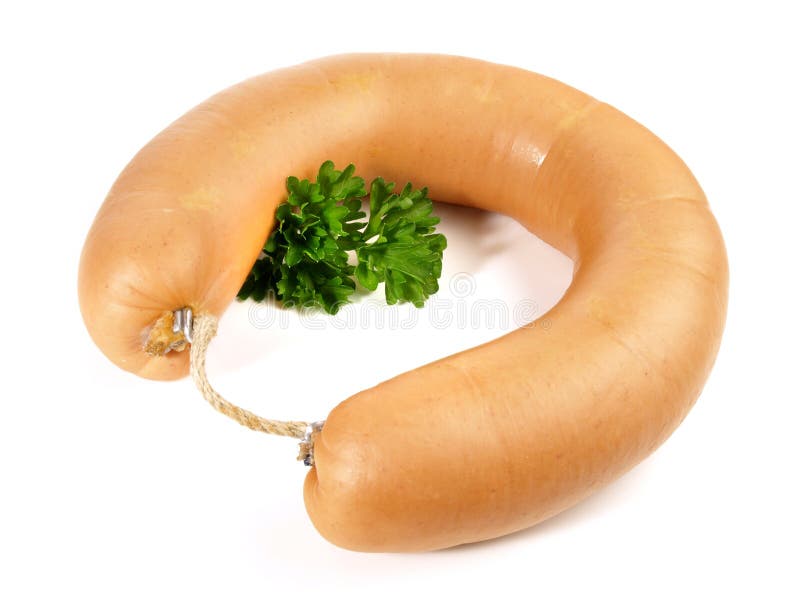 German Meat Sausage Isolated on White Background Stock Photo Image
