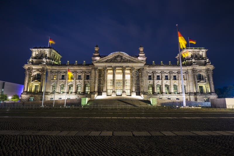 German parliament (Reichstag) building in Berlin at night royalty free stock image German parliament (Reichstag) building in Berlin at night royalty free stock image