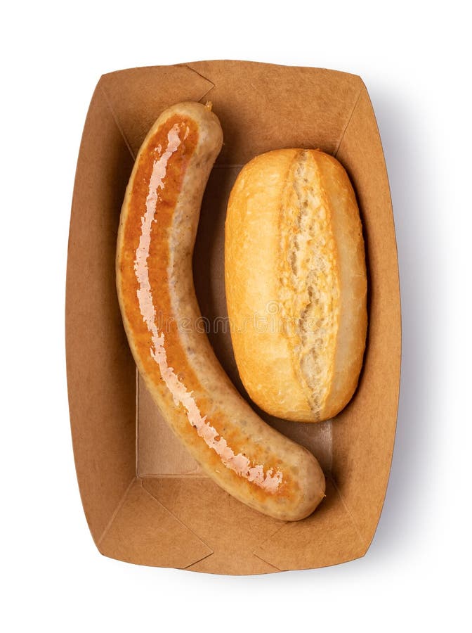 German Sausage and Bun on White Stock Image Image of bavaria