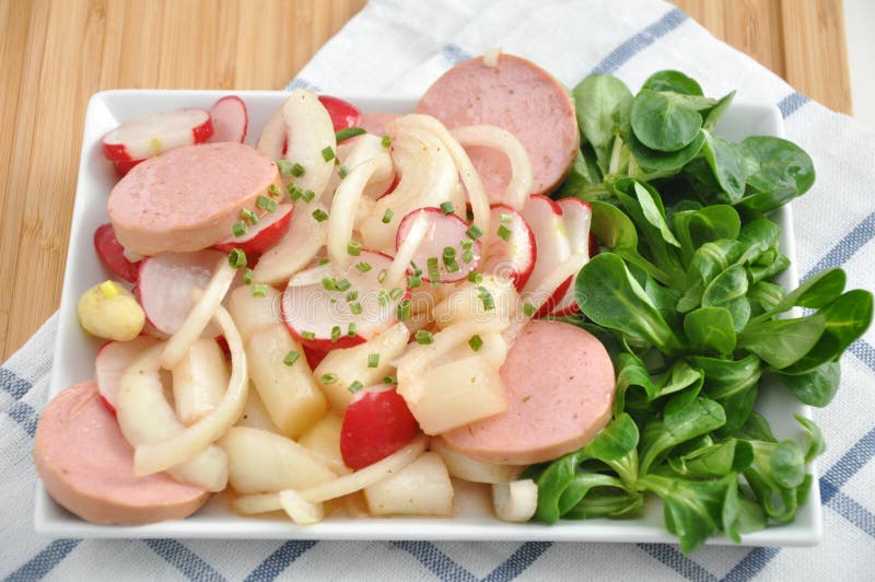 German Sausage Salad stock photo. Image of garden, basil 30071734