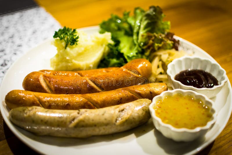 German Sausage Set for Dinner. Stock Image Image of plate, seafood