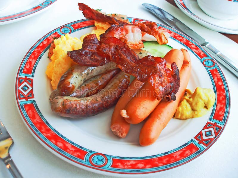 German Sausages Bacon Breakfast Stock Image Image of lunch, diet 8635407