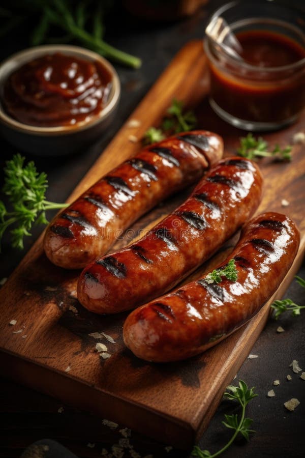 German Sausages with Mustard Sauce Stock Illustration Illustration of