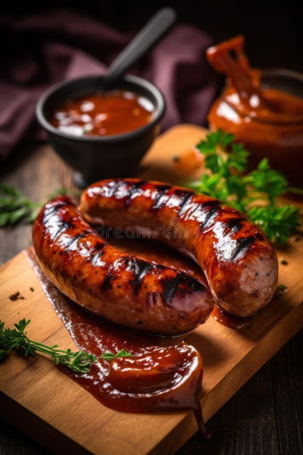 German Sausages with Mustard Sauce Stock Illustration Illustration of
