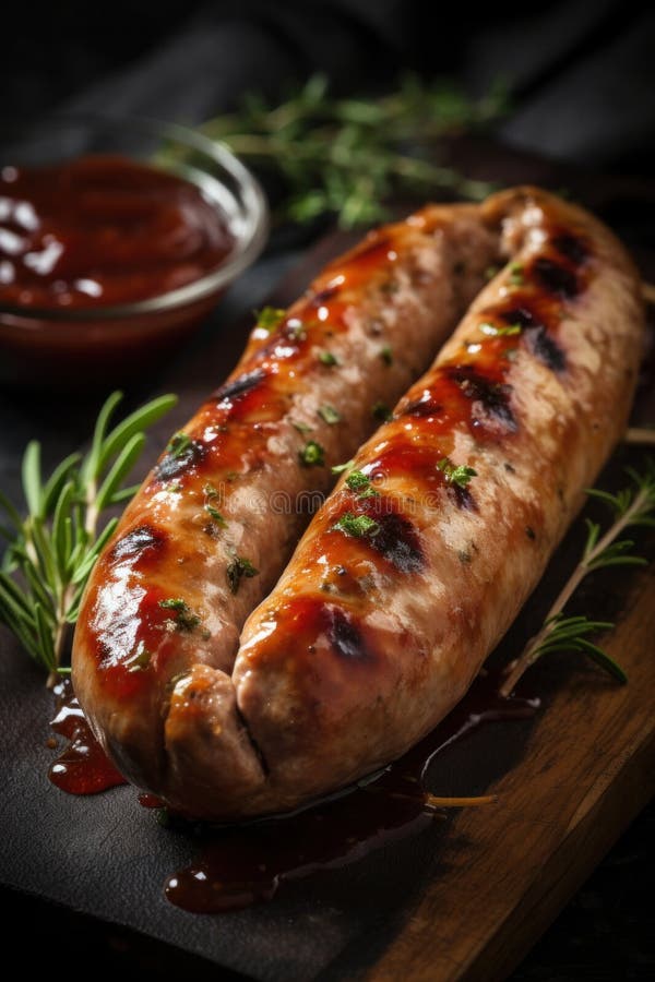 German Sausages with Mustard Sauce Stock Illustration Illustration of