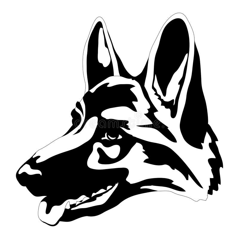 German Shepherd Dog Head Face Stock Vector - Illustration of german ...