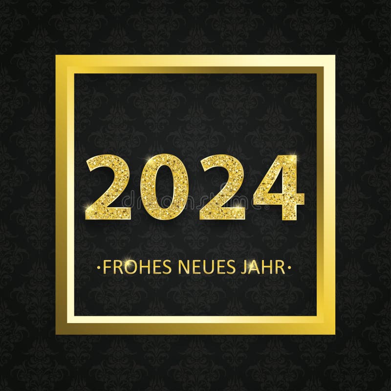 2024 Neues Jahr Golden Frame Ornaments Wallpaper Stock Vector