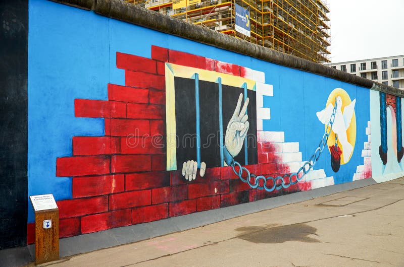 Germany. Berlin. Berlin Wall with Drawings. February 17, 2018 Editorial