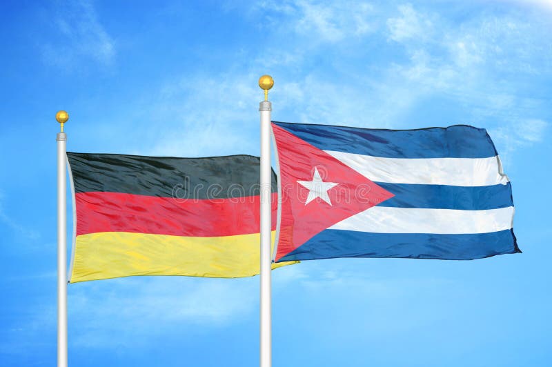 Germany Vs Cuba, Symbol of Two National Flags. Relationship between European and American