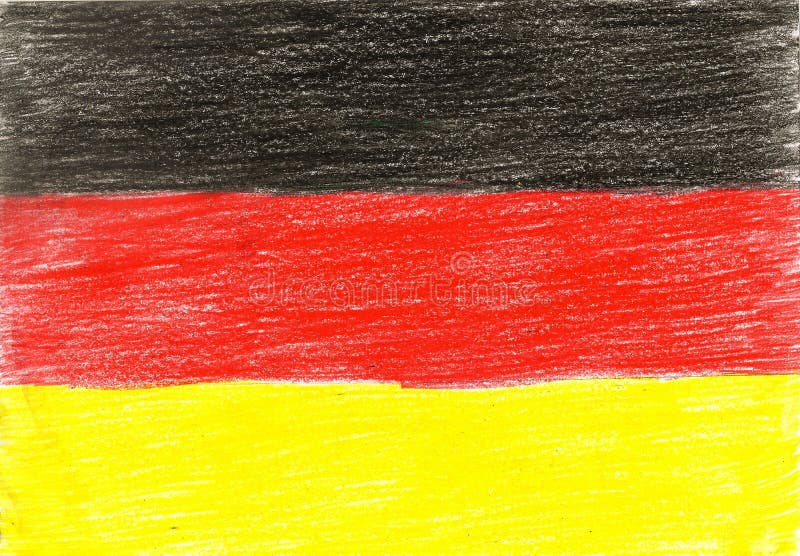 Germany Flag, Pencil Drawing Illustration Kid Style Photo Stock Image