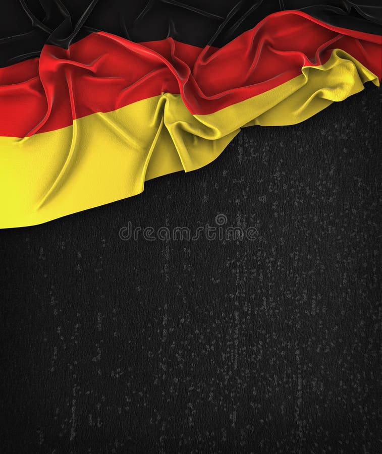 Germany Flag Vintage on a Grunge Black Chalkboard with Space for Stock