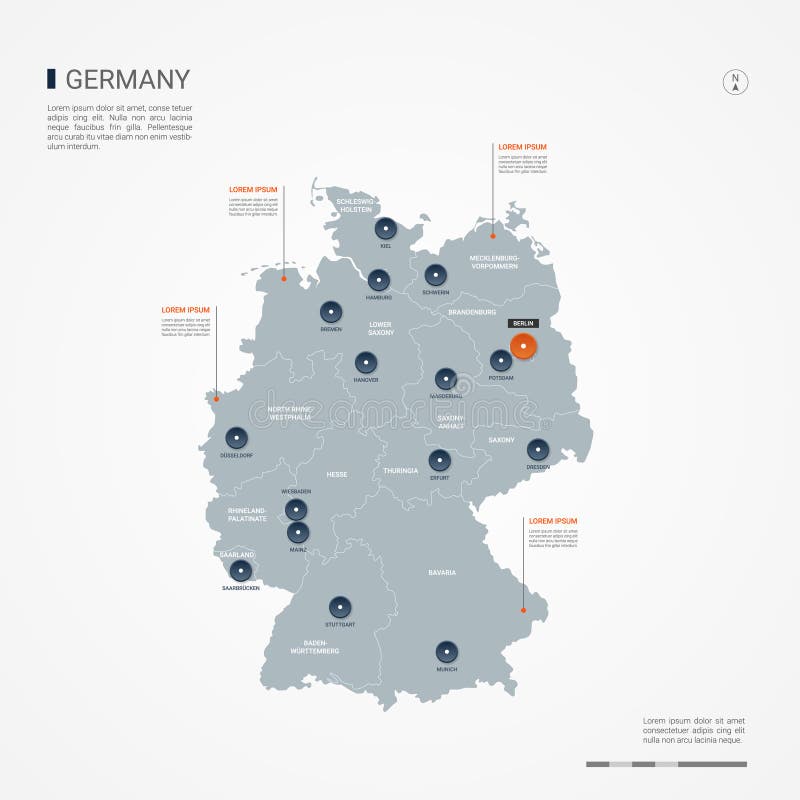 Grey Vector Political Map Of Germany Stock Vector ...