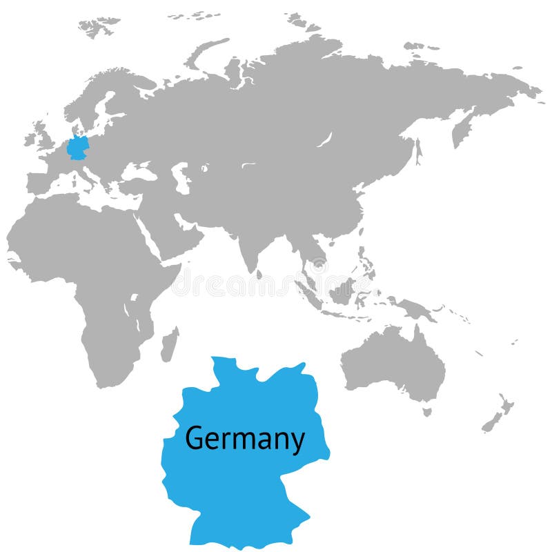 Germany Marked by Blue in Grey World Political Map. Stock Illustration