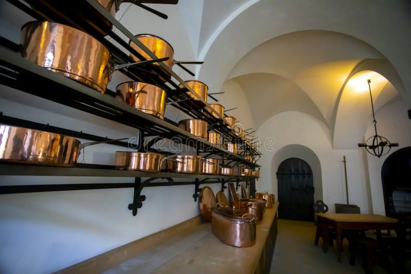 Old royal kitchen in Neuschwanstein Castle, Germany. Neuschwanstein castle kitchen stock images, royalty-free photos and pictures